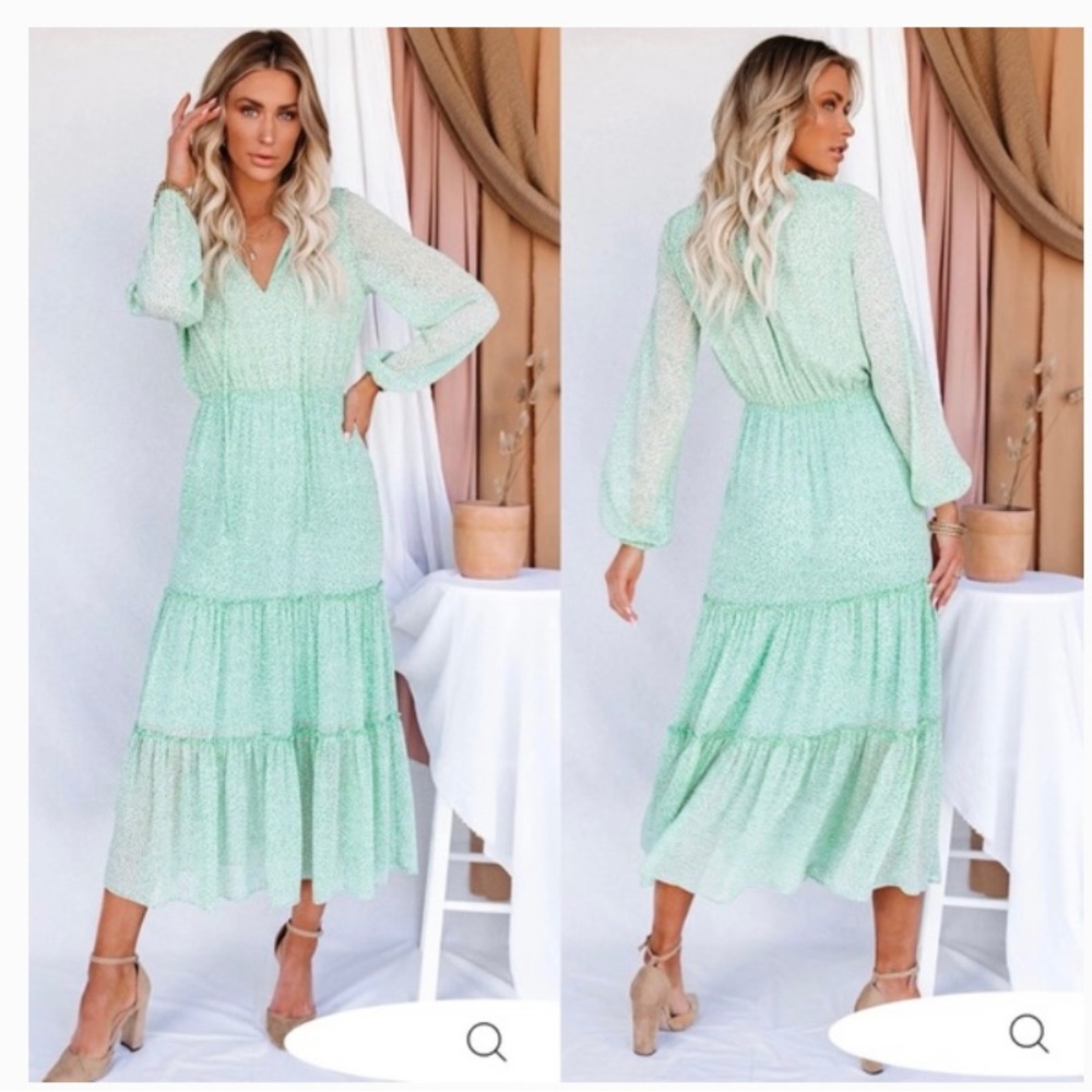 KOKO + Mason mint green leopard dress